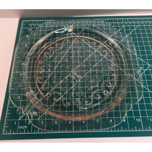 Federal Glass Madrid Pink Depression Glass Etched Platter Plate 10.25 Inches - Picture 5 of 7